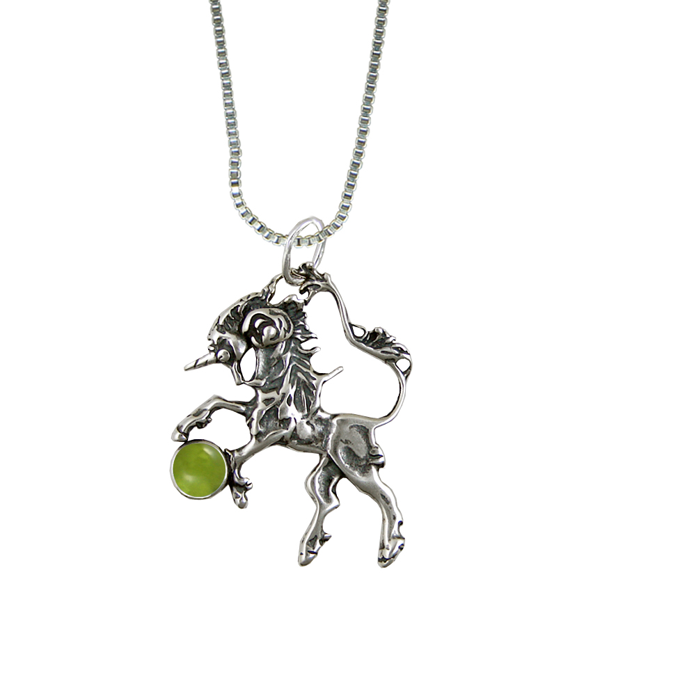 Sterling Silver Peridot Little Unicorn Pendant Sterling Silver Peridot Little Unicorn Pendant